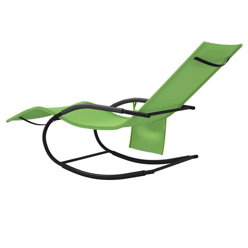 Helloshop26 - Lot de deux chaises longues à bascule acier et textilène vert - Image 5