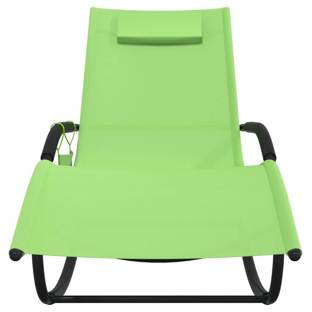 Helloshop26 - Lot de deux chaises longues à bascule acier et textilène vert - Image 3
