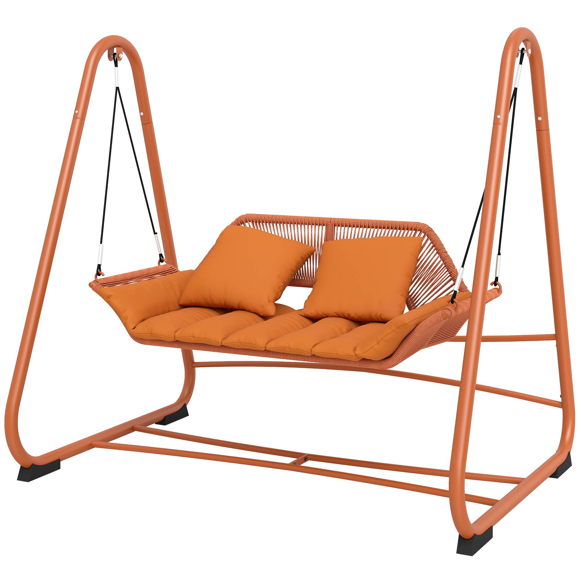 Balancelle de jardin 2 places métal balcon extérieur design corde terracotta - ComfortXL Outdoor Living - Image 2