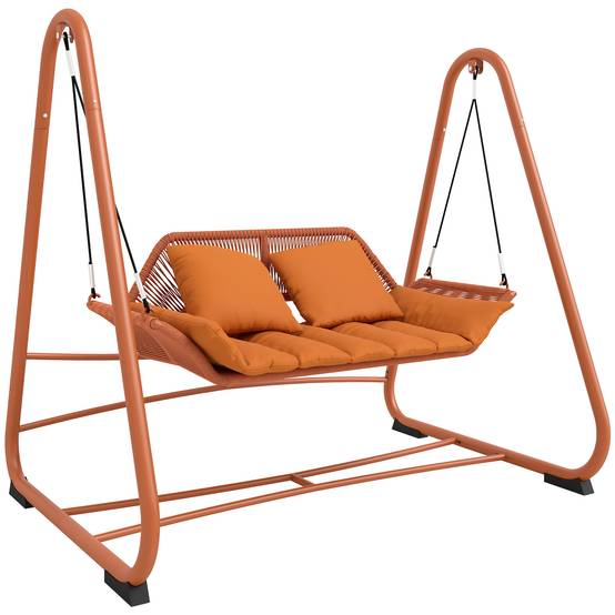 Balancelle de jardin 2 places métal balcon extérieur design corde terracotta - ComfortXL Outdoor Living - Image 1