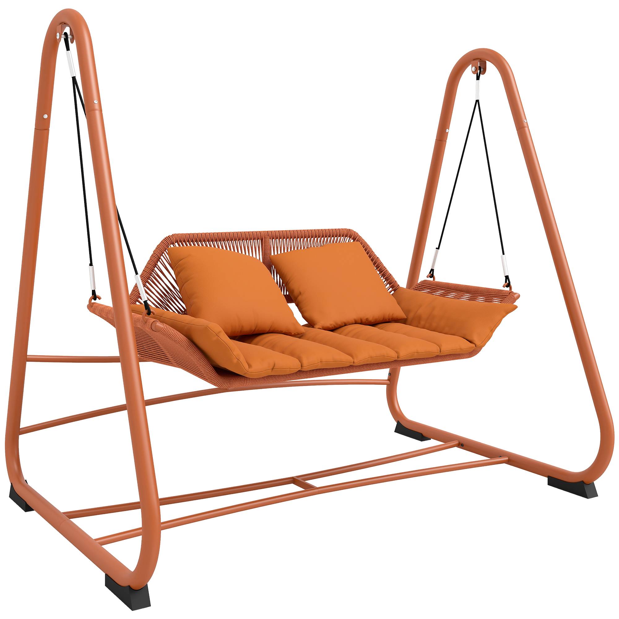 Balancelle de jardin 2 places métal balcon extérieur design corde terracotta - ComfortXL Outdoor Living - Image 1
