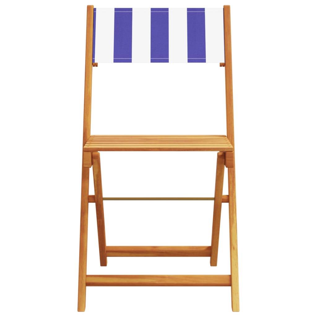 Maison Chic - Ensemble de bistro 3 pcs | Mobilier d'extérieur bleu et blanc tissu et bois massif Maison Chic - Image 4