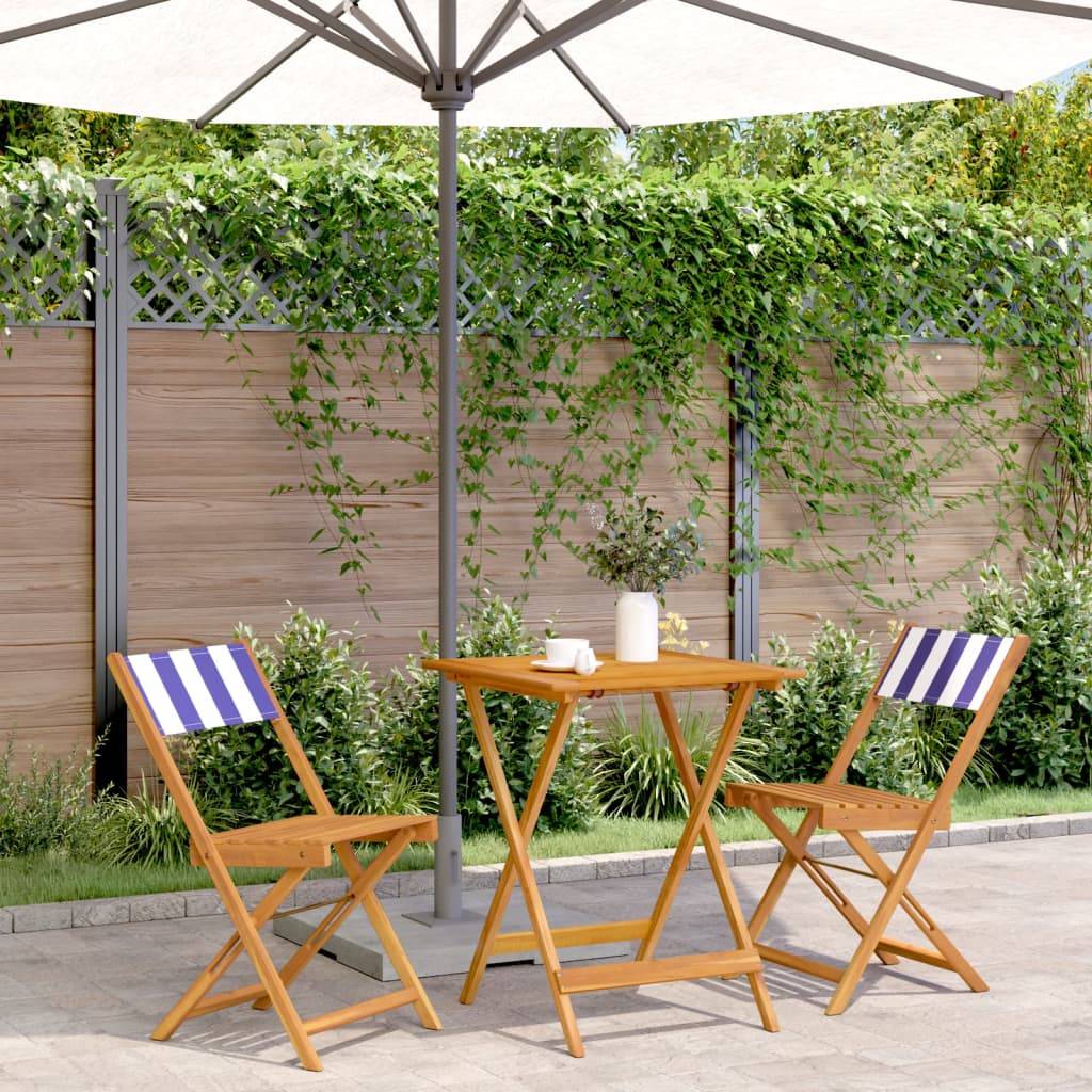 Maison Chic - Ensemble de bistro 3 pcs | Mobilier d'extérieur bleu et blanc tissu et bois massif Maison Chic - Image 2