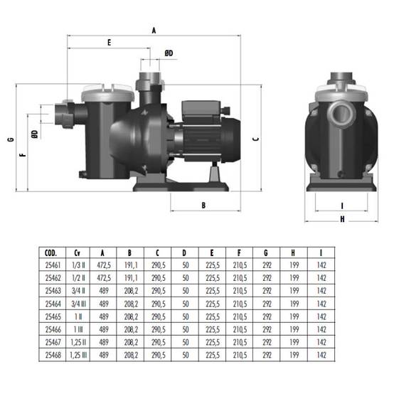 Astralpool - Pompe Filtration Astral Sena - - Type 0,75 cv - monophasé - 0,55 kW - 9 m3/h - Image 2