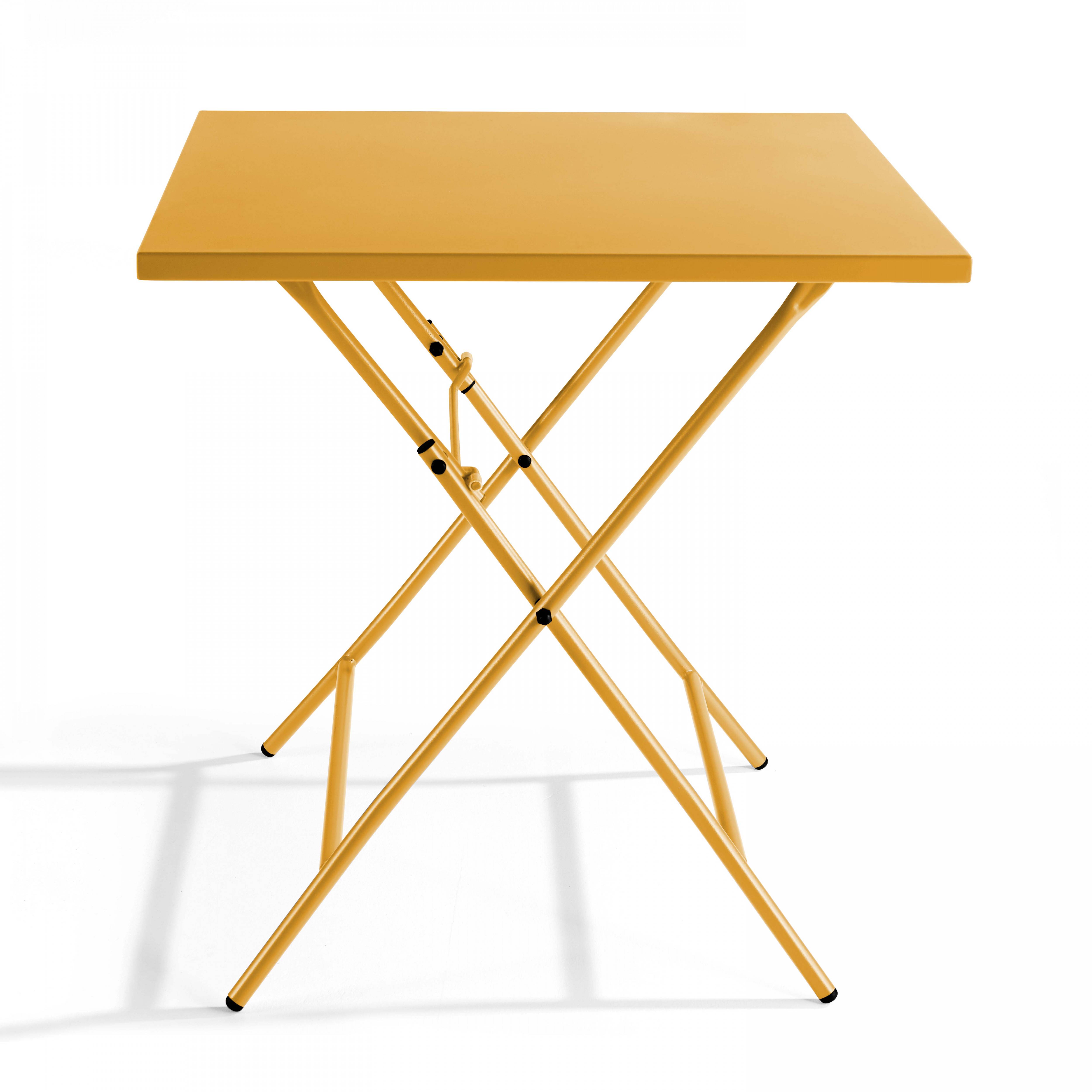 Oviala - Table de jardin pliante carrée en acier 70 cm 4 places jaune Palavas - Oviala - Image 2