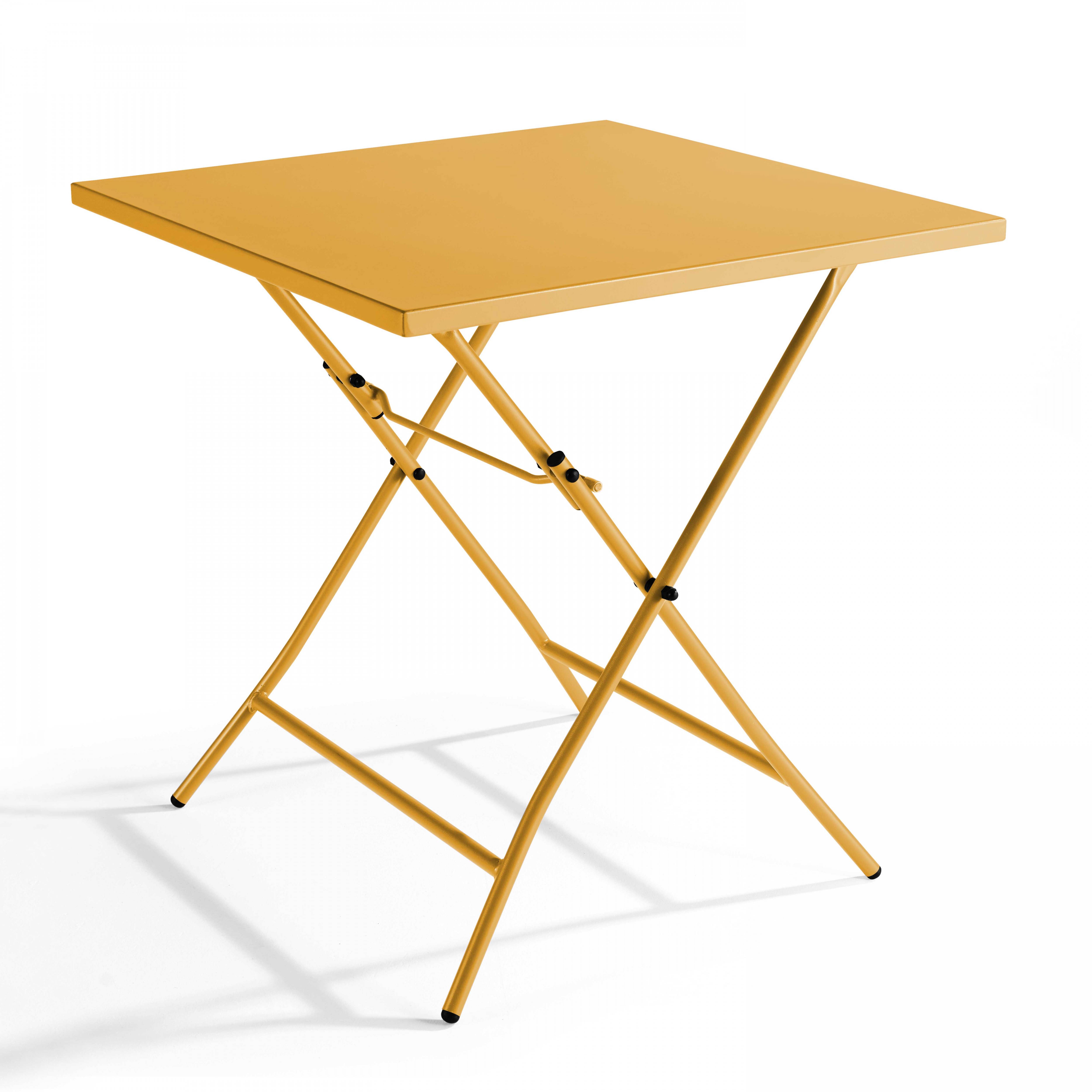 Oviala - Table de jardin pliante carrée en acier 70 cm 4 places jaune Palavas - Oviala - Image 1