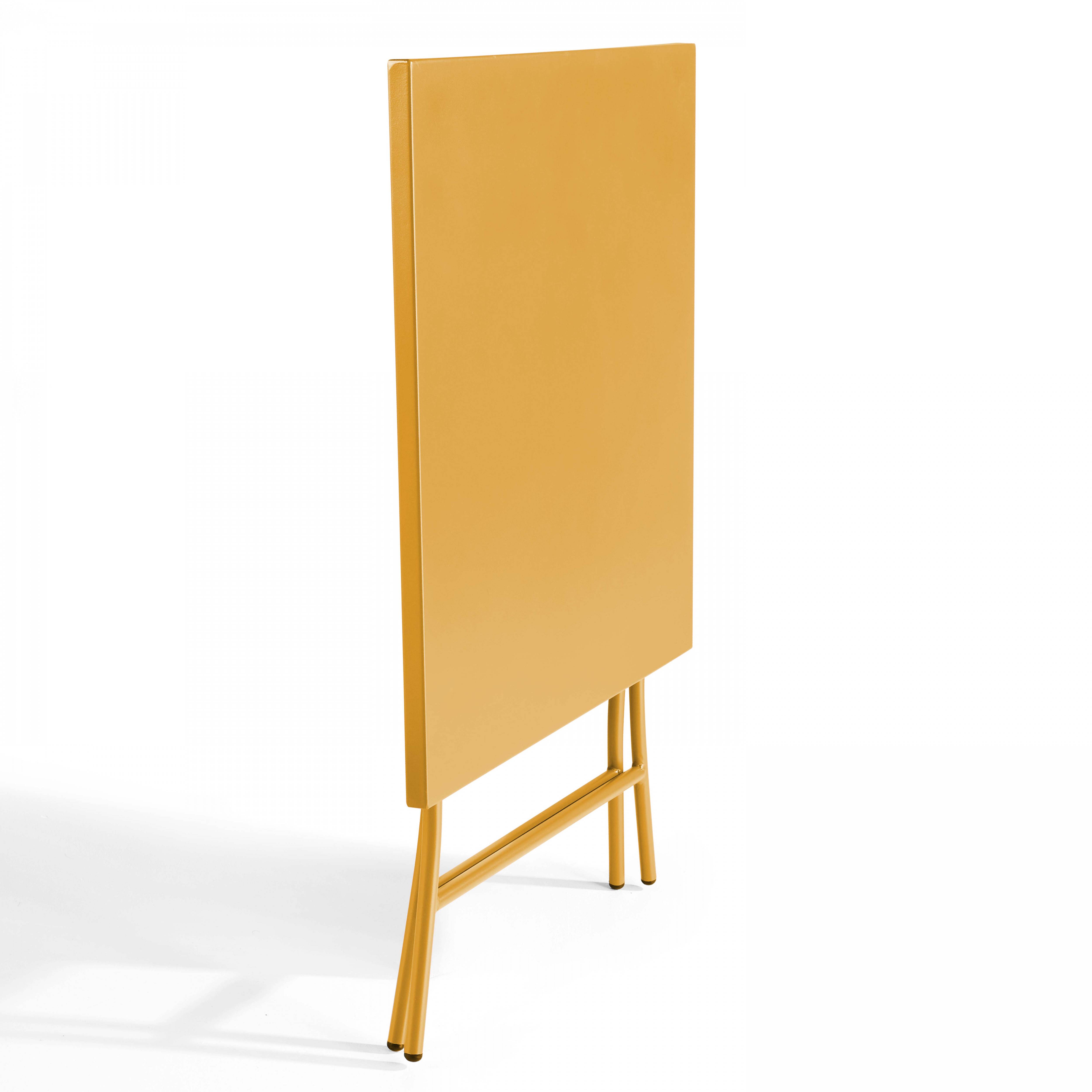 Oviala - Table de jardin pliante carrée en acier 70 cm 4 places jaune Palavas - Oviala - Image 3