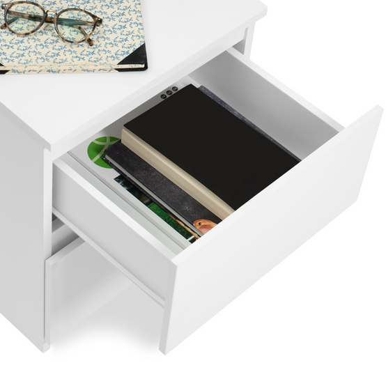 Lot de 2 tables de chevet TOMI 2 tiroirs bois blanc - Image 4