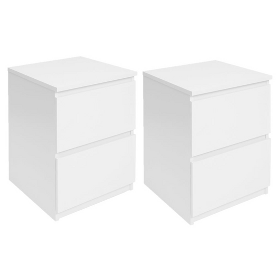 Lot de 2 tables de chevet TOMI 2 tiroirs bois blanc - Image 2
