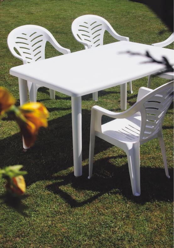 Table rectangulaire extérieur 140x90 blanc OLOT garbar - Image 3