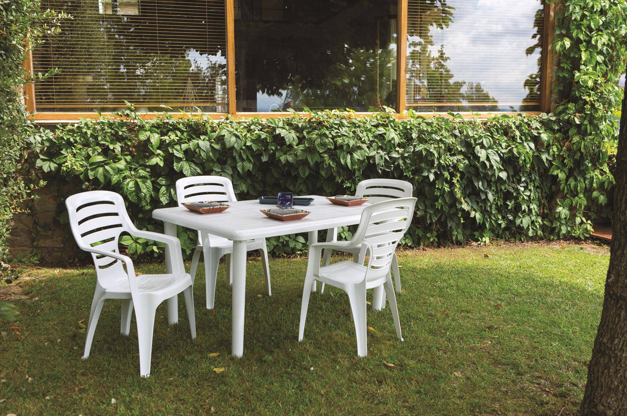 Table rectangulaire extérieur 140x90 blanc OLOT garbar - Image 6