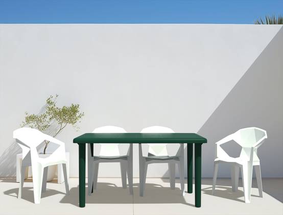 Table rectangulaire extérieur 140x90 blanc OLOT garbar - Image 9