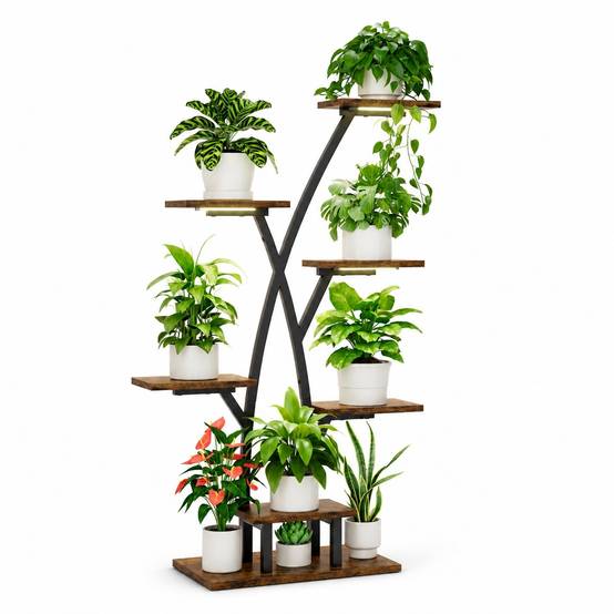 Étagère à Plantes Intérieures 7 Niveaux avec Lumières de Croissance Métal pour Décoration Maison - Image 1