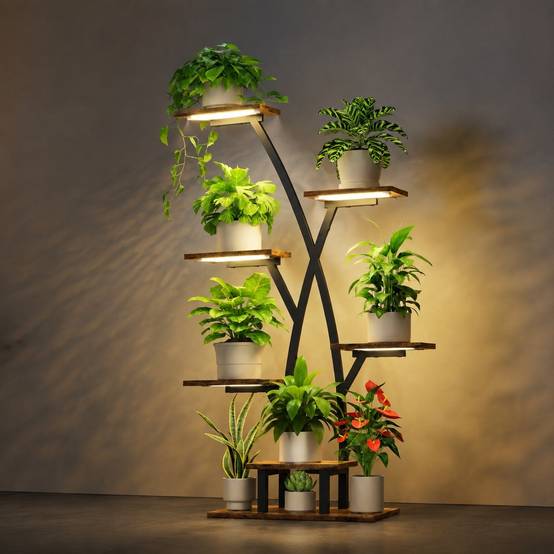 Étagère à Plantes Intérieures 7 Niveaux avec Lumières de Croissance Métal pour Décoration Maison - Image 5