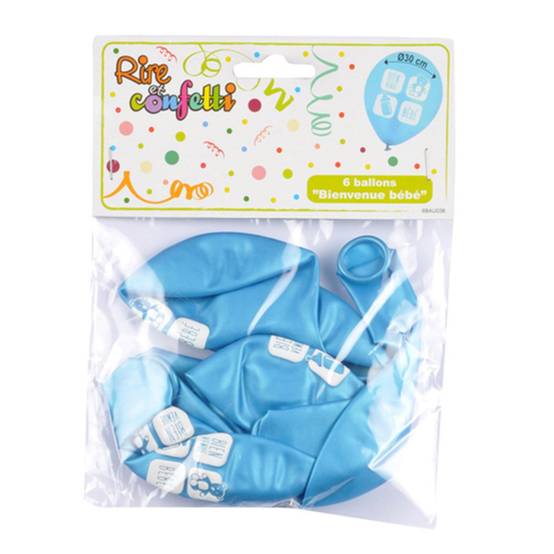 Lot de 6 Ballons "Bébé est Arrivé" 30cm Bleu - Image 2