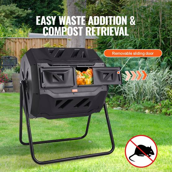 Vevor - VEVOR Composteur jardin rotatif 162,7 L, double chambre. Sans BPA, pour déchets organiques. - Image 3