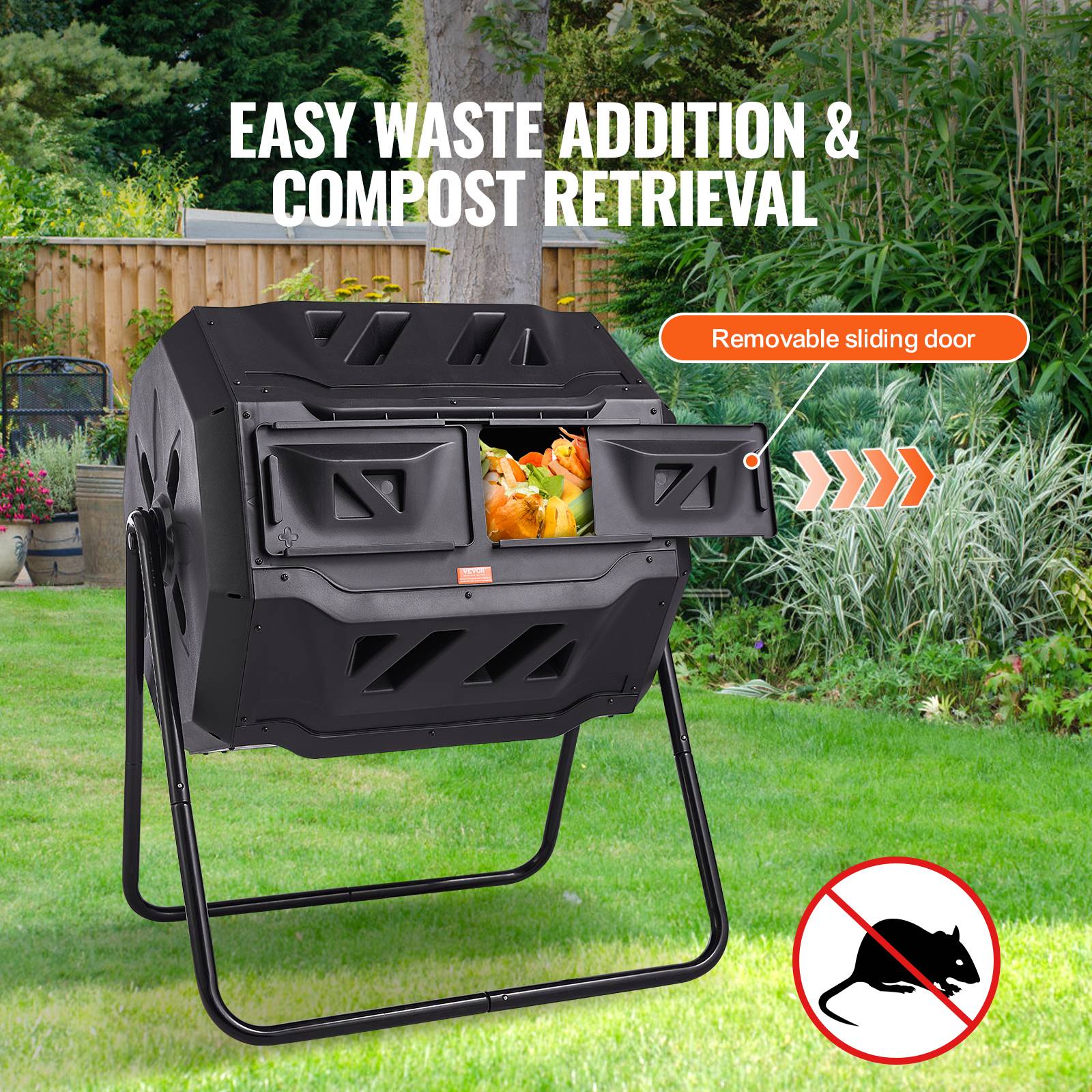 Vevor - VEVOR Composteur jardin rotatif 162,7 L, double chambre. Sans BPA, pour déchets organiques. - Image 3