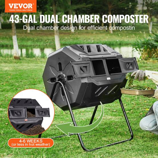 Vevor - VEVOR Composteur jardin rotatif 162,7 L, double chambre. Sans BPA, pour déchets organiques. - Image 2