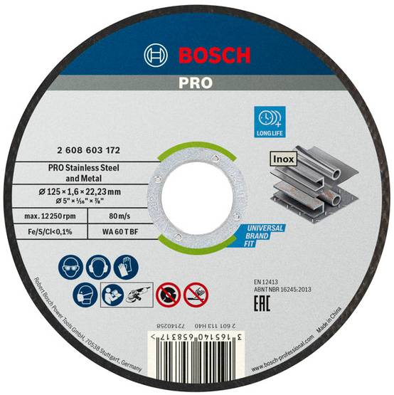 Bosch - 10 disques tronçon MTX et inox 125x1,6x22,23mm - BOSCH - 2 608 619 050 - Image 1