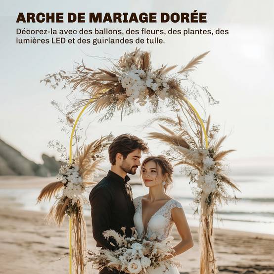 Outsunny - Support d'arche de fond - arche de floraux 2,2 m - pour mariage, fête d'anniversaire, fête prénatale - en métal - doré - Outsunny - Image 5