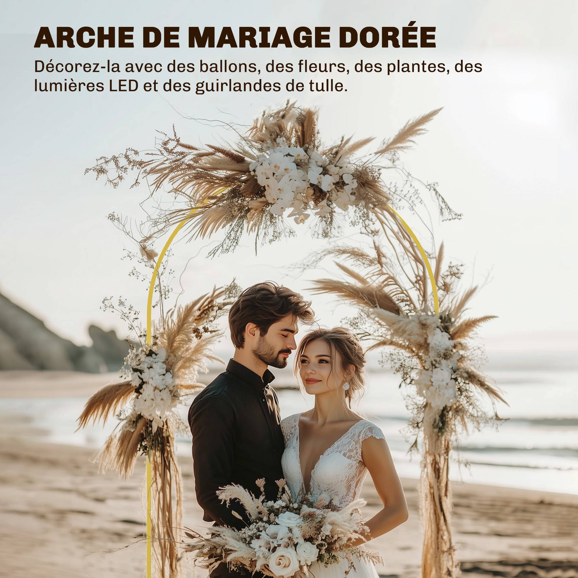 Outsunny - Support d'arche de fond - arche de floraux 2,2 m - pour mariage, fête d'anniversaire, fête prénatale - en métal - doré - Outsunny - Image 5