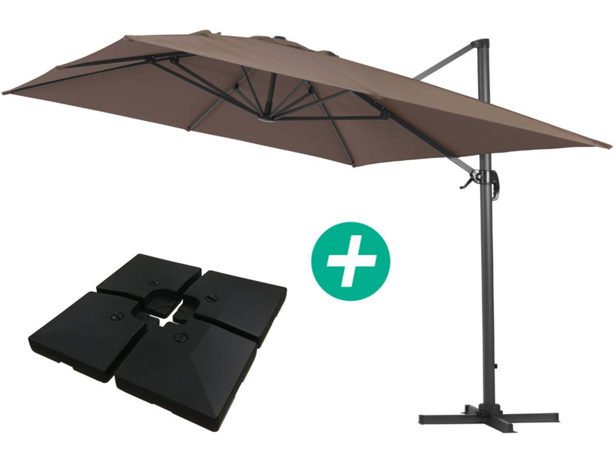Habitat Et Jardin - Parasol Jardin Déporté Alu "sun 4 " - Rectangle - 3 X 4 M - Taupe - Dalles à Lester Incluses -habitat Et Jardin - Image 1