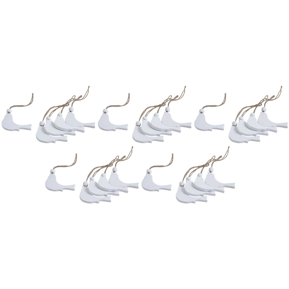 Aubry Gaspard - Oiseaux à suspendre en bois blanchi (Lot de 25) - Image 1