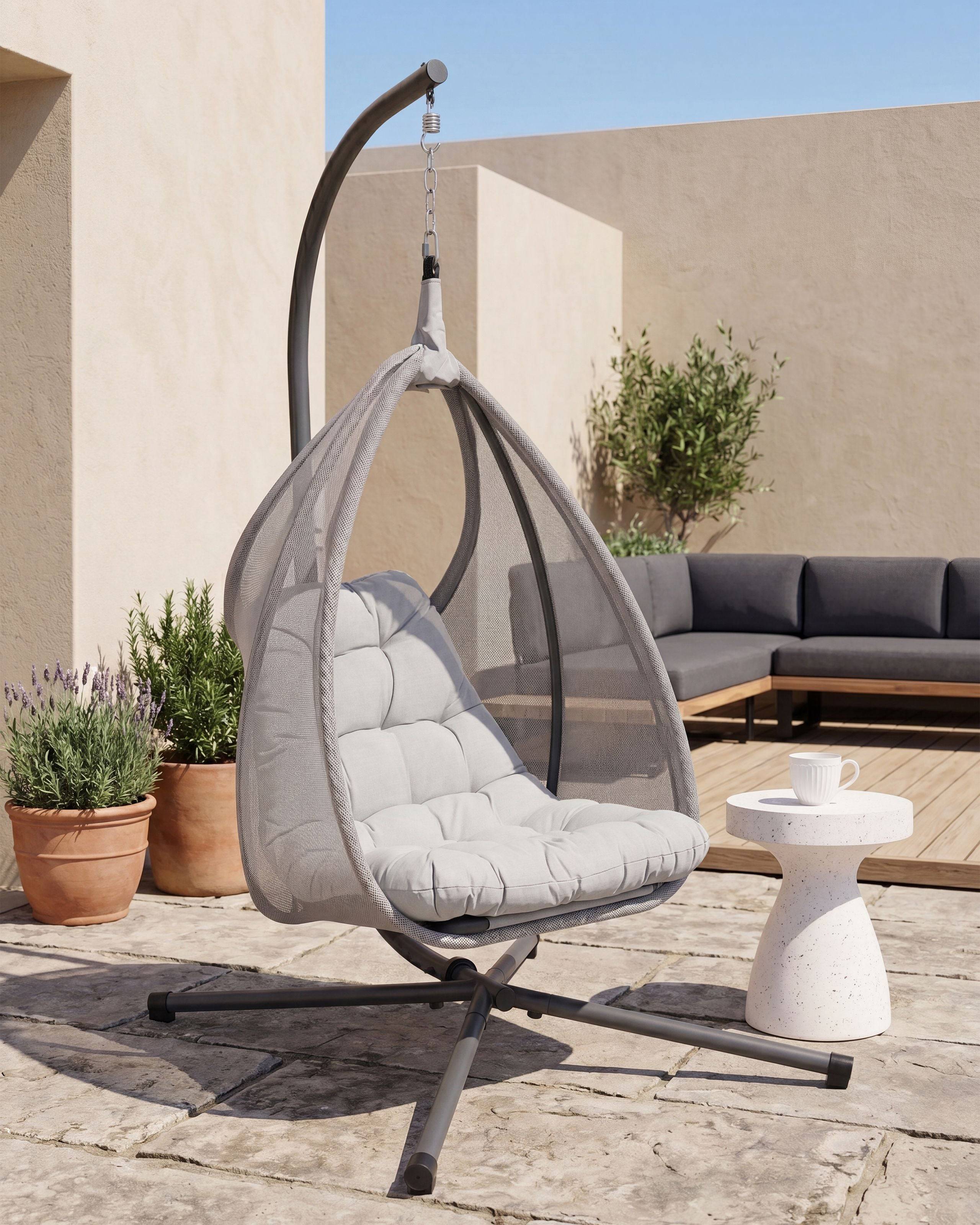Beliani - Chaise porte-à-faux Tissu maillé Gris clair AVEGNO - Beliani - Image 1