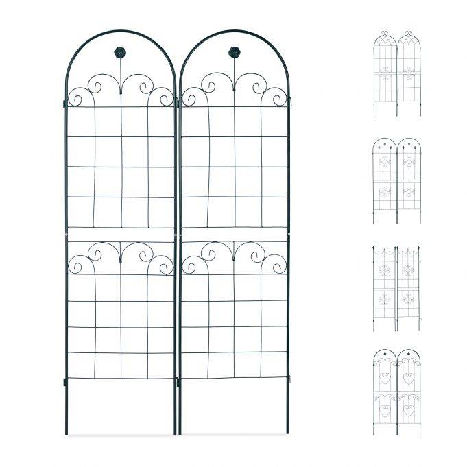 Treillis clôture plante grimpante arche jardin fer set de 2 vert - Image 1