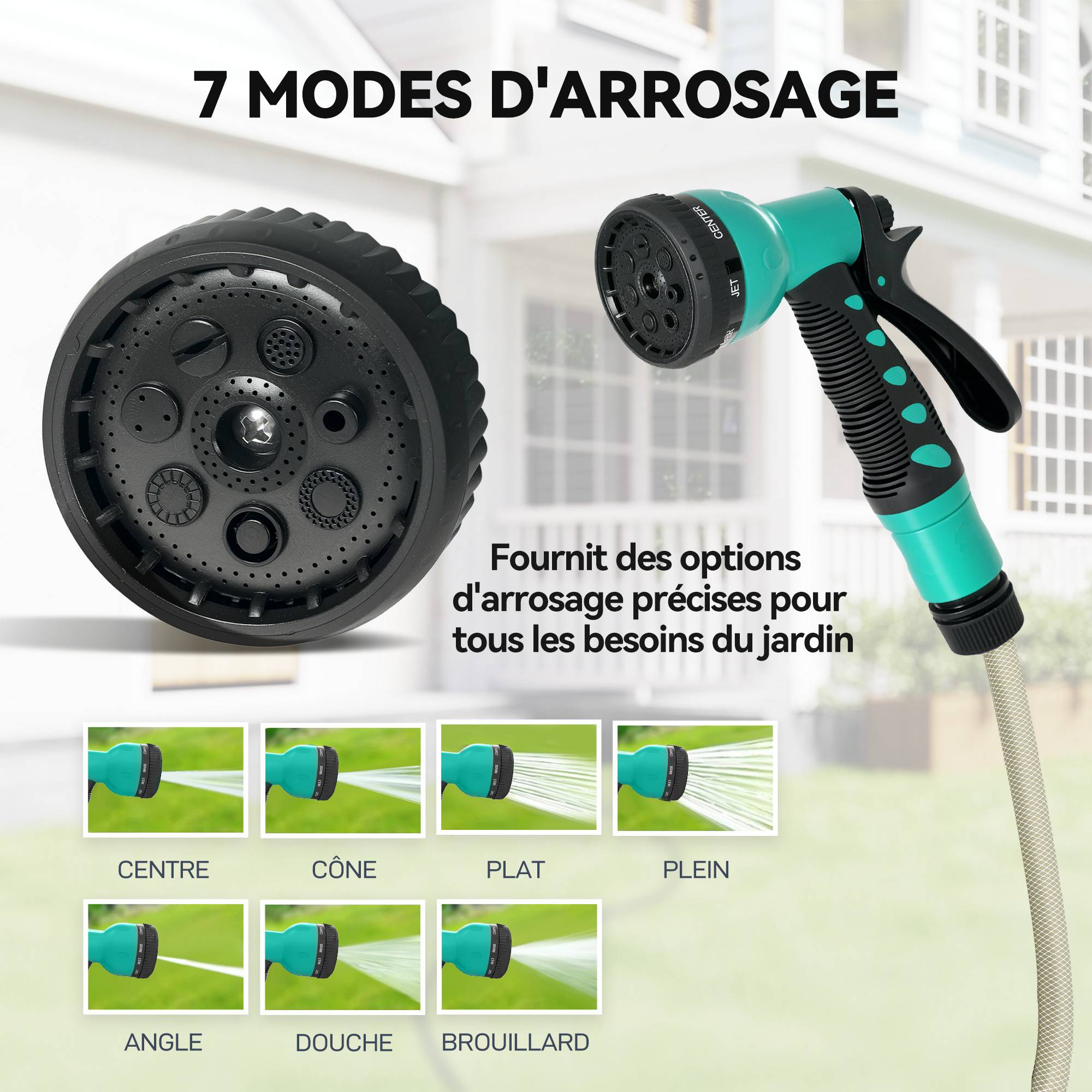 ComfortXL - Enrouleur tuyau arrosage PP gris 30 m Ø 15 mm mural pivotant 180° automatique - ComfortXL Outdoor Living - Image 8