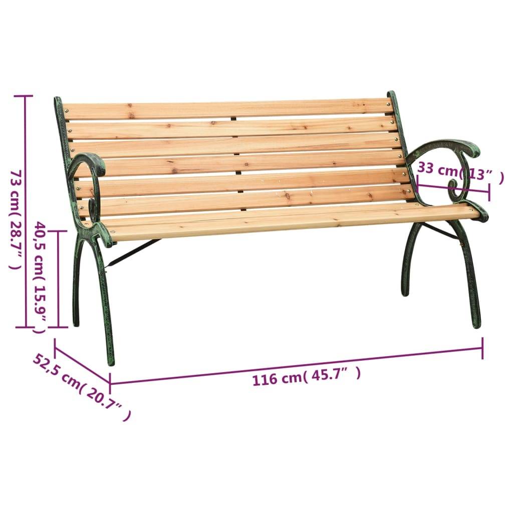 Helloshop26 - Banc de jardin meuble de patio d'extérieur terrasse 116 cm fonte et bois massif de sapin - Image 6