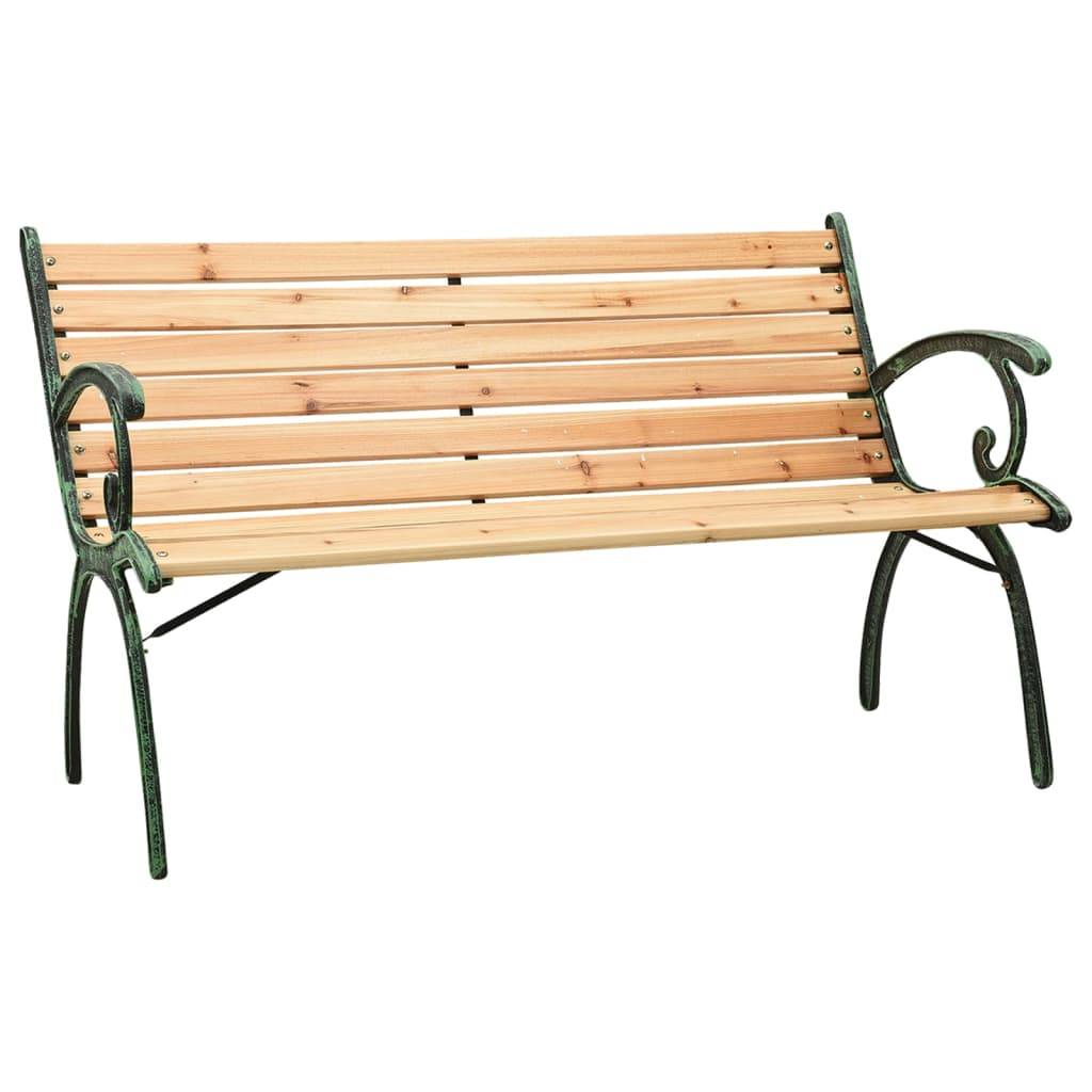 Helloshop26 - Banc de jardin meuble de patio d'extérieur terrasse 116 cm fonte et bois massif de sapin - Image 1
