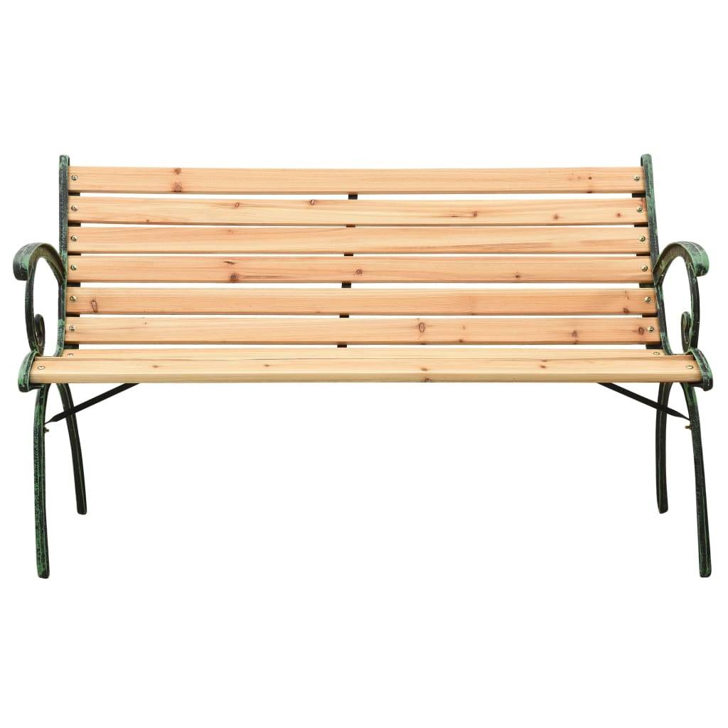 Helloshop26 - Banc de jardin meuble de patio d'extérieur terrasse 116 cm fonte et bois massif de sapin - Image 2