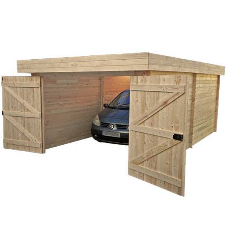 Garage en bois 17.35 m² toit plat - Image 1