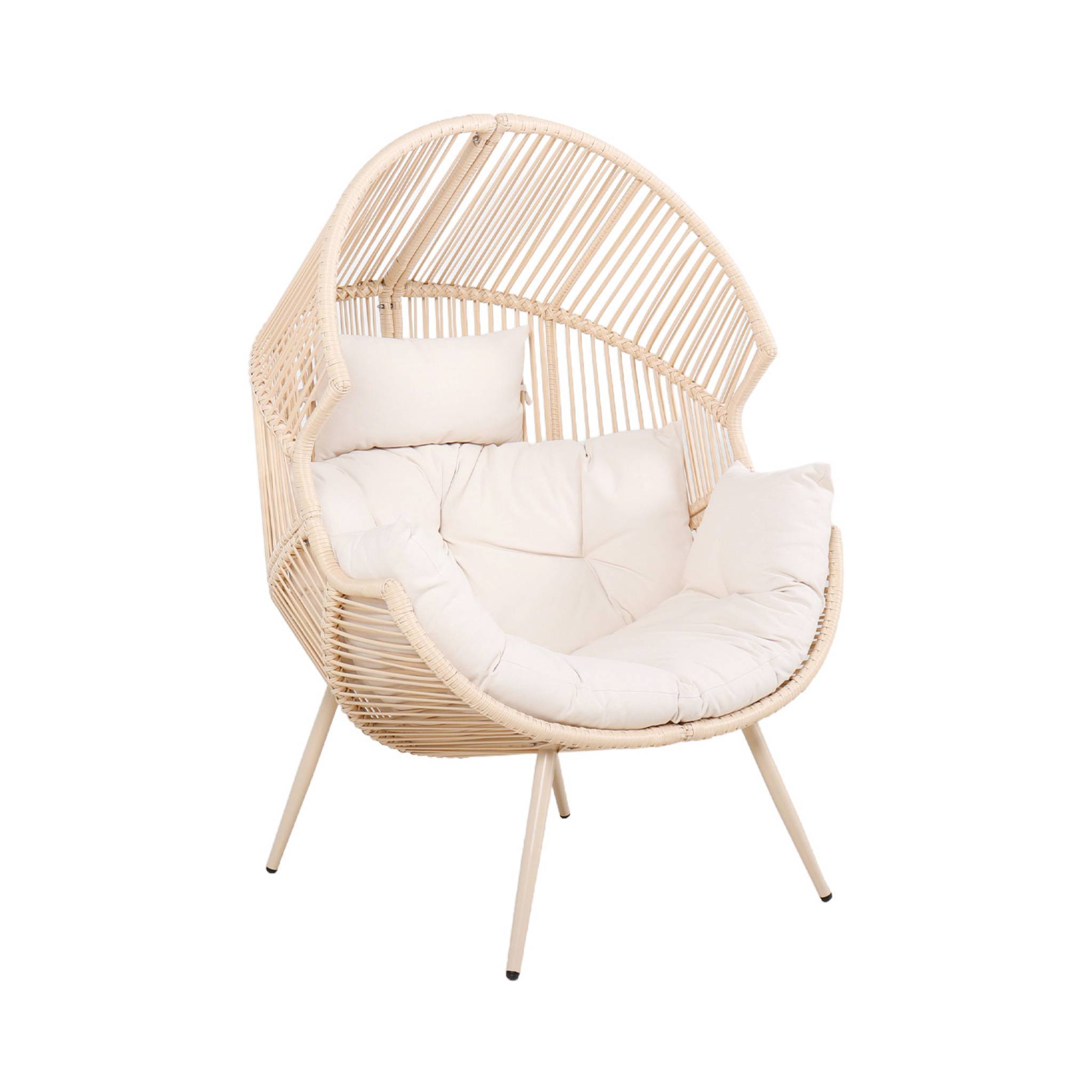 sweeek - Fauteuil oeuf de jardin acier et résine beige - Salenza | sweeek - Image 2
