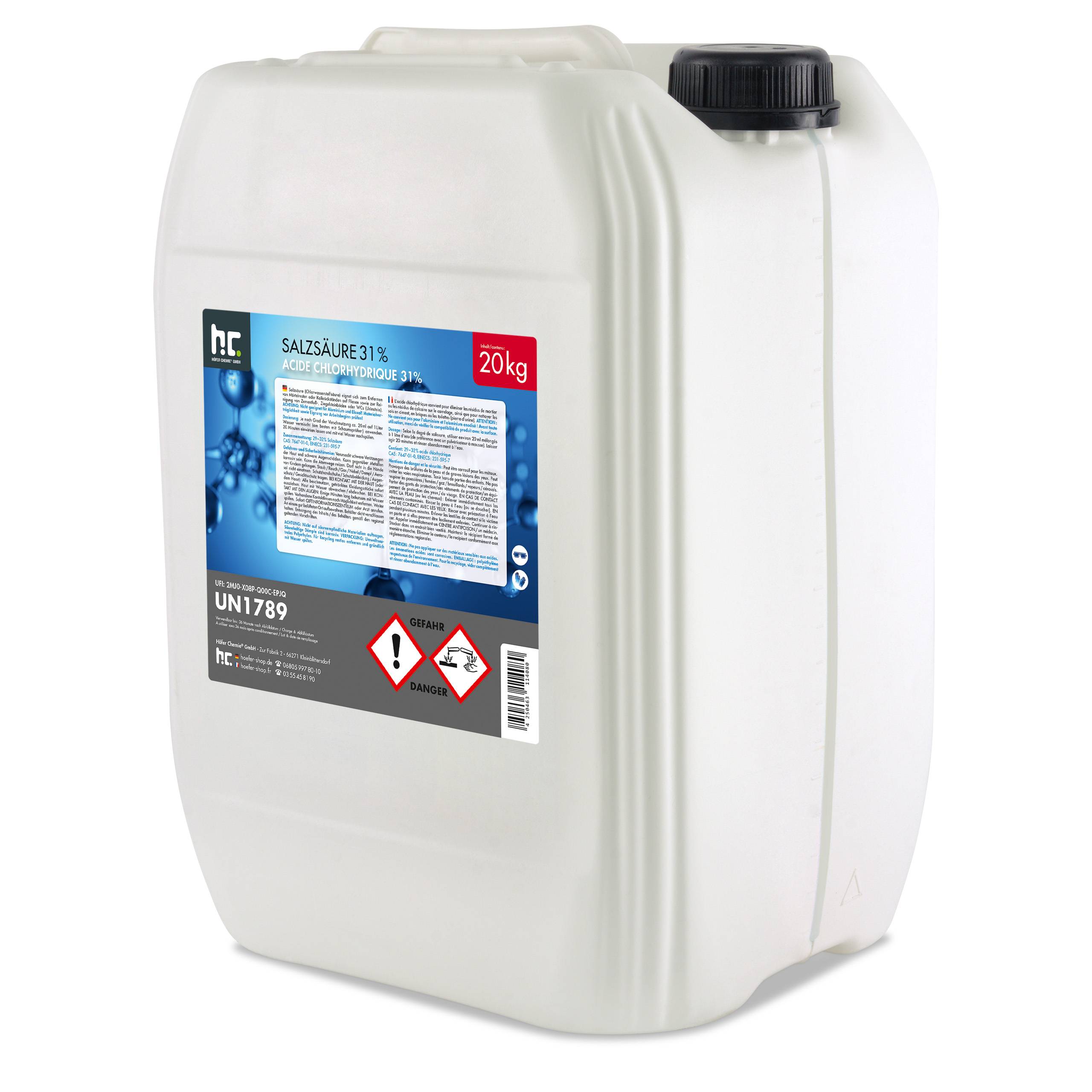 Acide chlorhydrique 29-32% Höfer Chemie® en bidon de 20 KG x 1 - Image 1