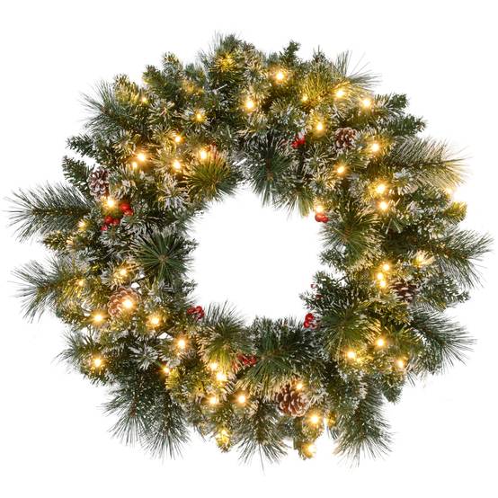 ComfortXL - Couronne de Noël lumineuse en plastique vert Ø 60 cm pour porte avec baies rouges 50 LED et minuterie 6 h - Image 10