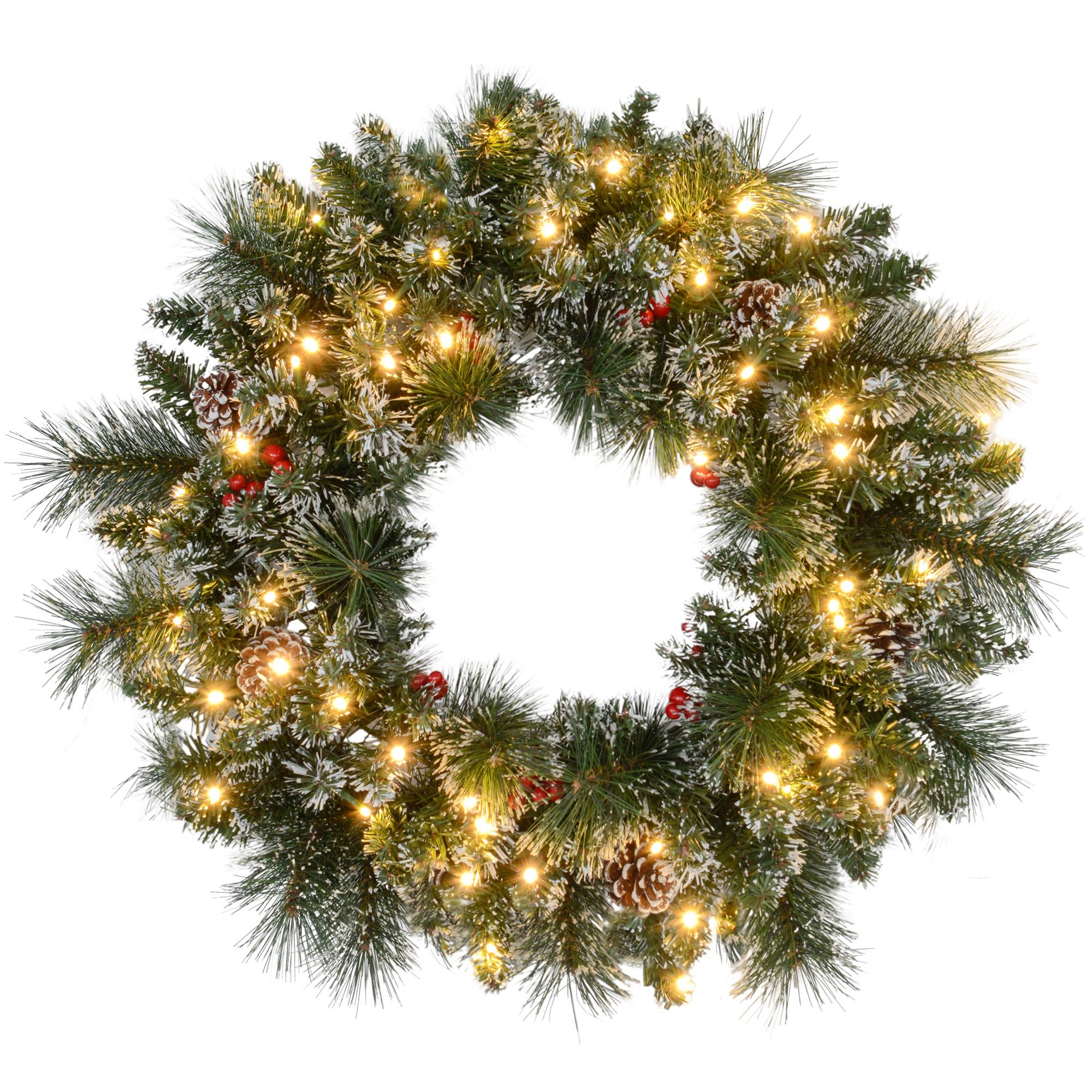 ComfortXL - Couronne de Noël lumineuse en plastique vert Ø 60 cm pour porte avec baies rouges 50 LED et minuterie 6 h - Image 10