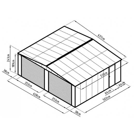 X-Metal - Garage double 32,67 m² acier galvanisé anthracite 2 portes enroulables X-Metal - Image 7