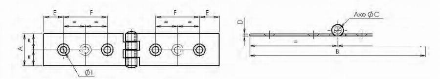 Charnière pour coulisse de lit 1012 MONIN acier décapé 22x100 - 426890 - Image 2