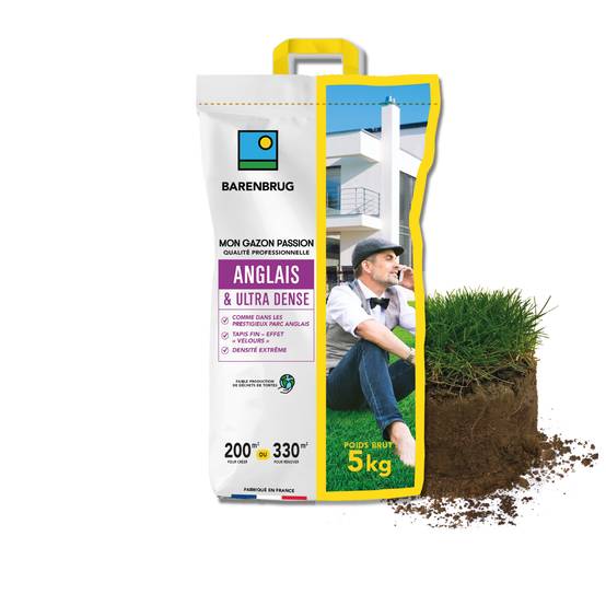 Gazon Anglais et Ultra dense - Aspect Prestigieux Parcs Anglais - Tapis Dense Effet velours - Densité Extrême - 5KG - BARENBRUG - Image 1