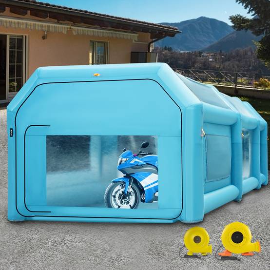 VEVOR Cabine peinture gonflable 7x4x2.5m, Oxford, 2 souffleurs, filtration, station de travail automobile. - Image 8