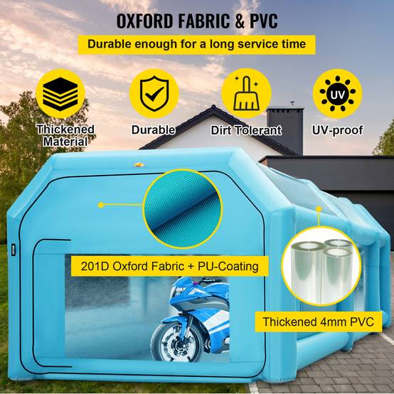 VEVOR Cabine peinture gonflable 7x4x2.5m, Oxford, 2 souffleurs, filtration, station de travail automobile. - Image 3