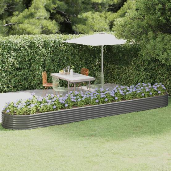 Carré potager acier galvanisé ovale pour jardin potager Gris 507cm – ComfortXL Outdoor Living - Image 1