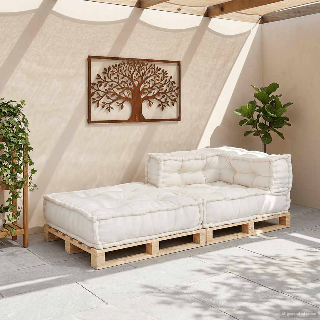 Canapé modulaire tissu coton crème 70 x 70 x 54 cm, poids:13.95kg - PANGIVO - Image 3