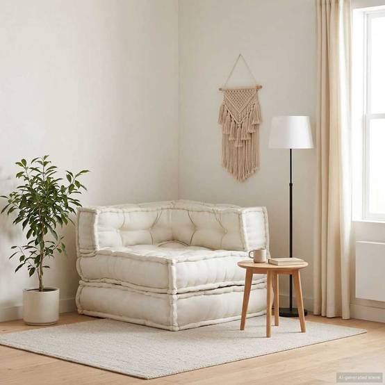 Canapé modulaire tissu coton crème 70 x 70 x 54 cm, poids:13.95kg - PANGIVO - Image 1