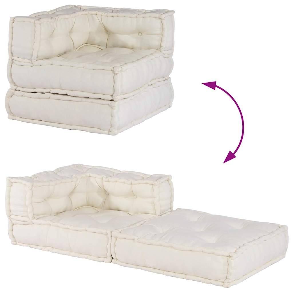 Canapé modulaire tissu coton crème 70 x 70 x 54 cm, poids:13.95kg - PANGIVO - Image 10