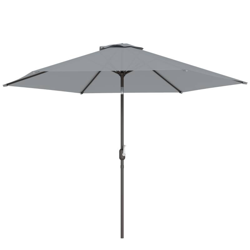 Parasol droit polyester jardin terrasse inclinable avec manivelle Ø295cm gris - ComfortXL Outdoor Living - Image 2
