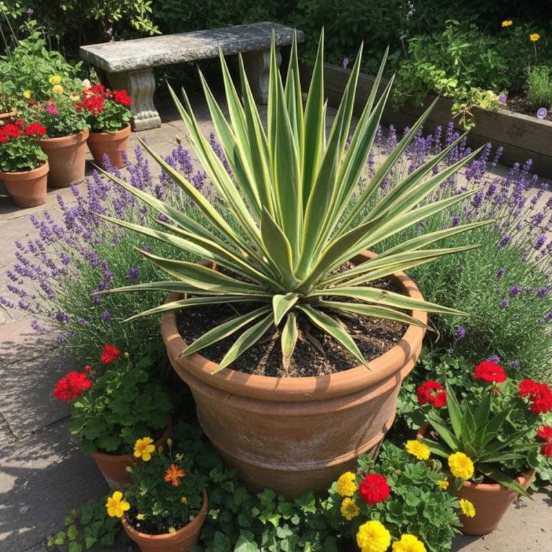 Yucca filamenteux Bright Edge à fleurs Blanche/ - feuillage Persistant - Pot de 4L - 40/60 cm - Image 9