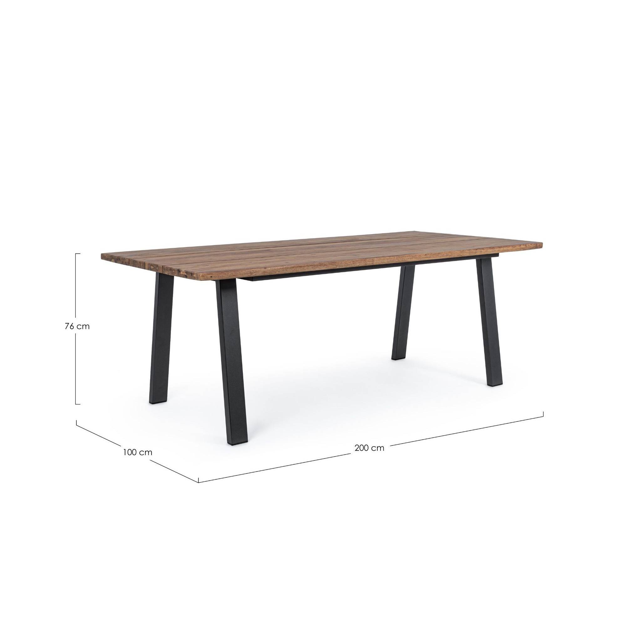 Autre - Table de jardin rectangulaire en bois et métal L200 8 personnes - OLERON - Image 7